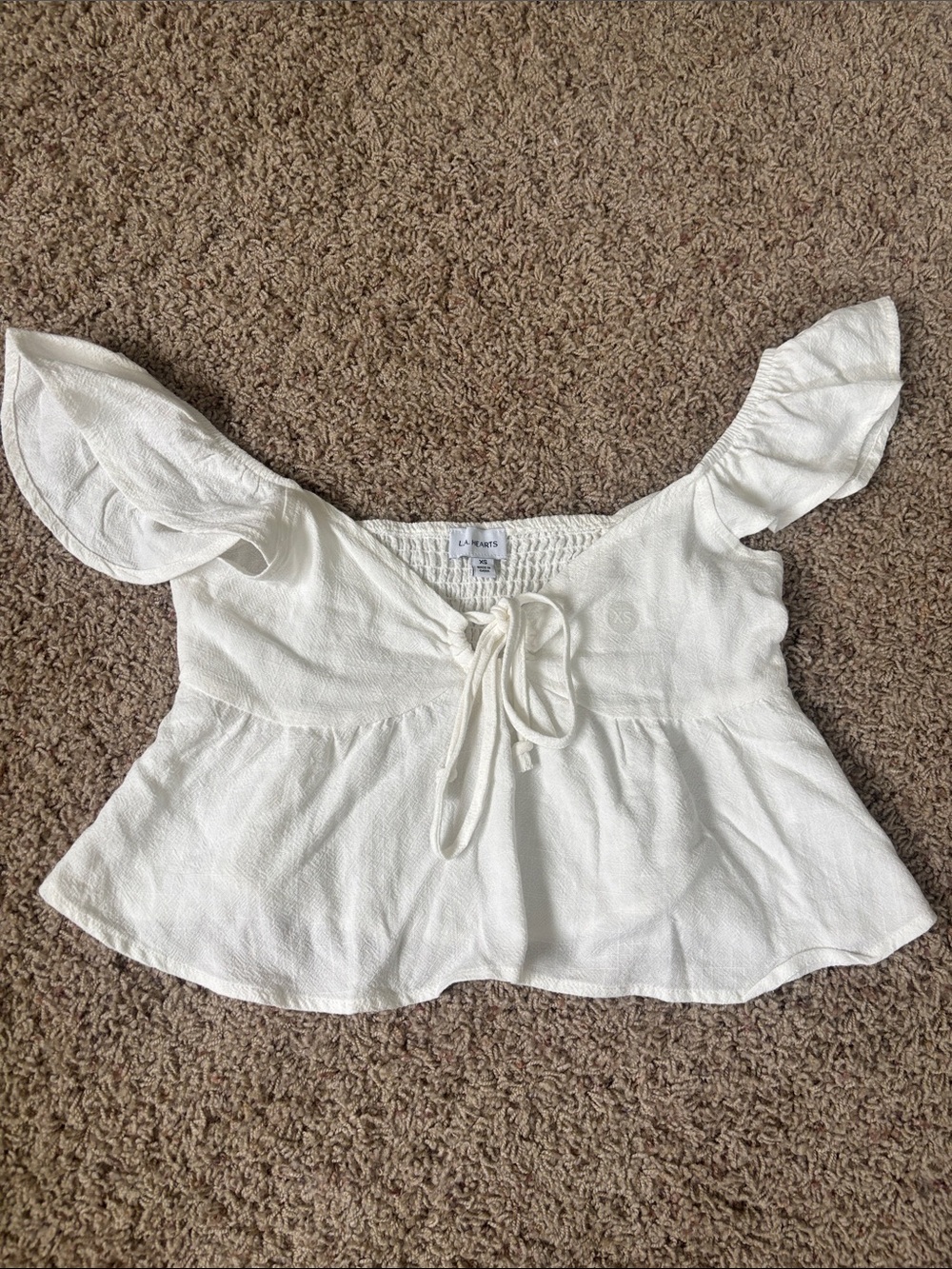 NEW LA Hearts Off White Tie Top
